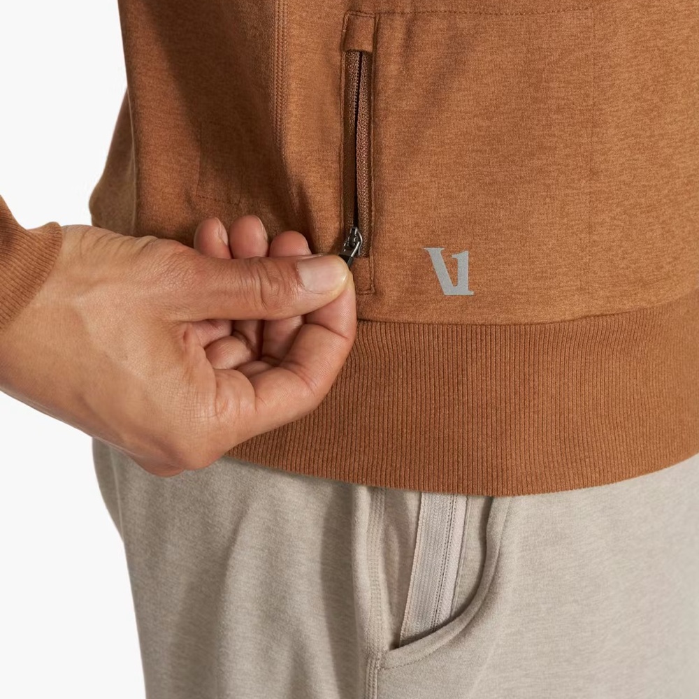 Vuori Ponto Performance Crewneck Sweatshirt in Autumn Heather Gold Size Medium - Picture 4 of 11